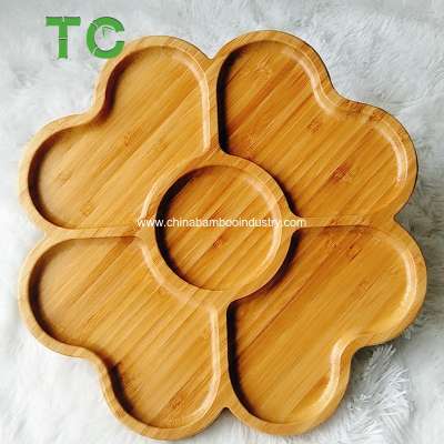 Flower Shaped Bamboo Serving Plates for Snack