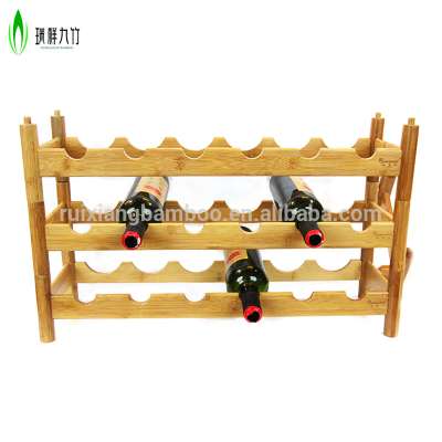 Large capacity 3 layer bamboo wine storage rack,wooden wine rack