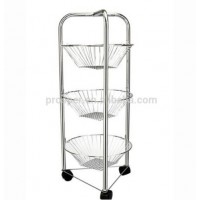 High quality 3/4 Tier kitchen trolley round vegetable fruit cart trolley storage rack basket stand